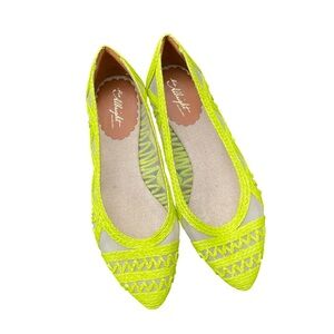 Miss Albright Green Flats with Perforated Design weave size 7